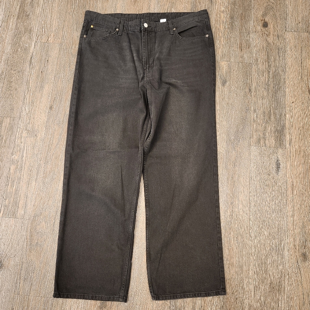 & Denim Black Womens Jeans , Ladies Jeans, Size 18, Loose Straight, High Waist